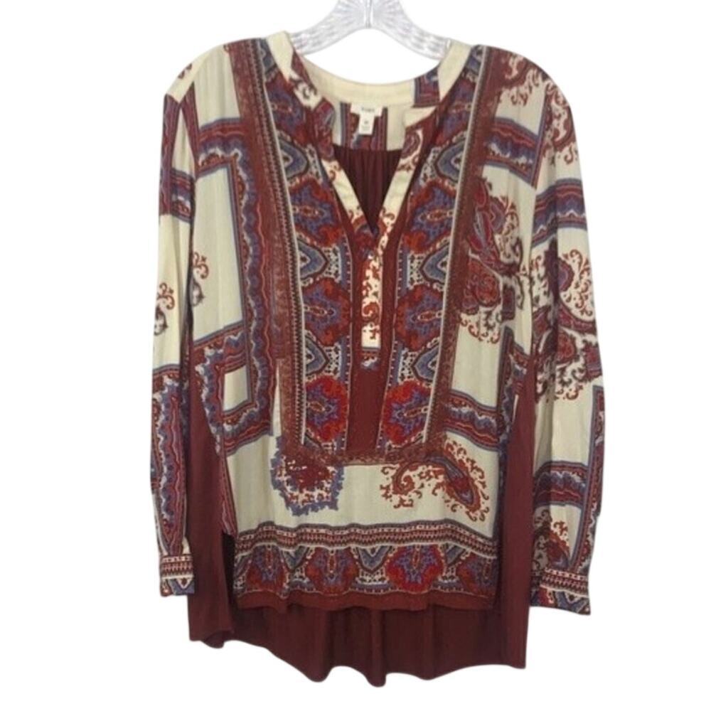 Anthropologie Tiny Nahara Floral Paisley Boho Tunic Top Women’s S High Low Lace